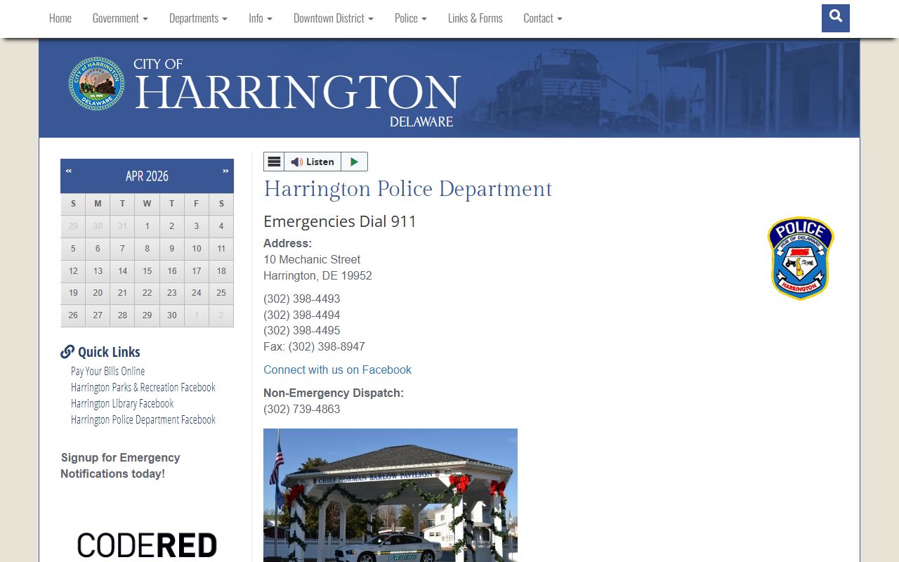 Harrington Police Department - Harrington inmate population and arrest records