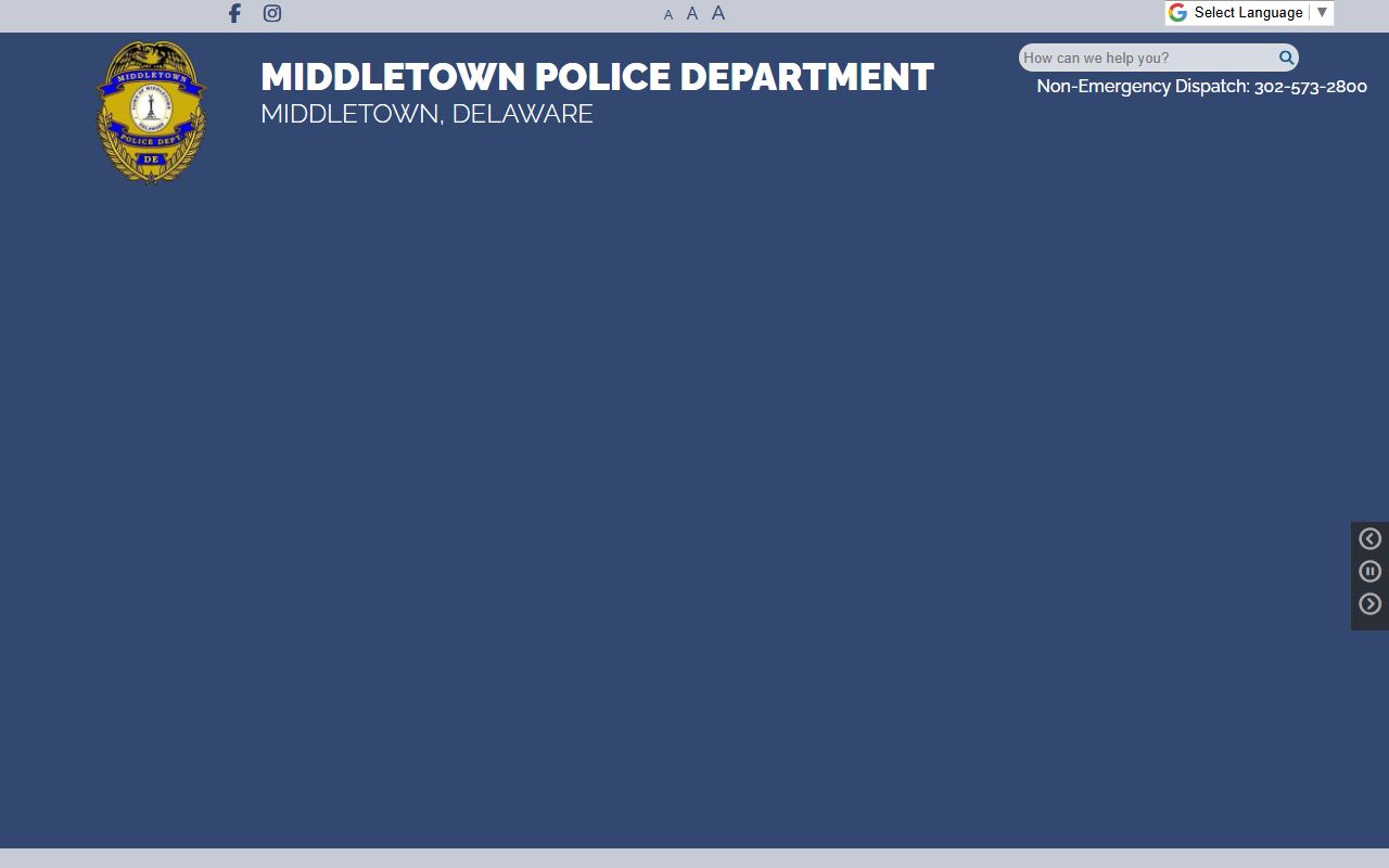 Middletown Police Department website - Middletown inmate population and police records