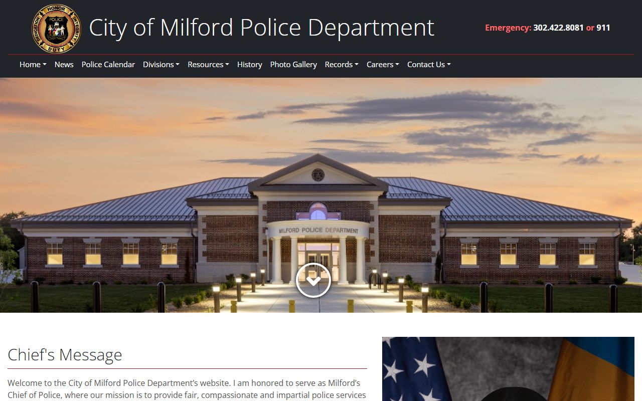 Milford Police Department website - Milford inmate population and arrest records