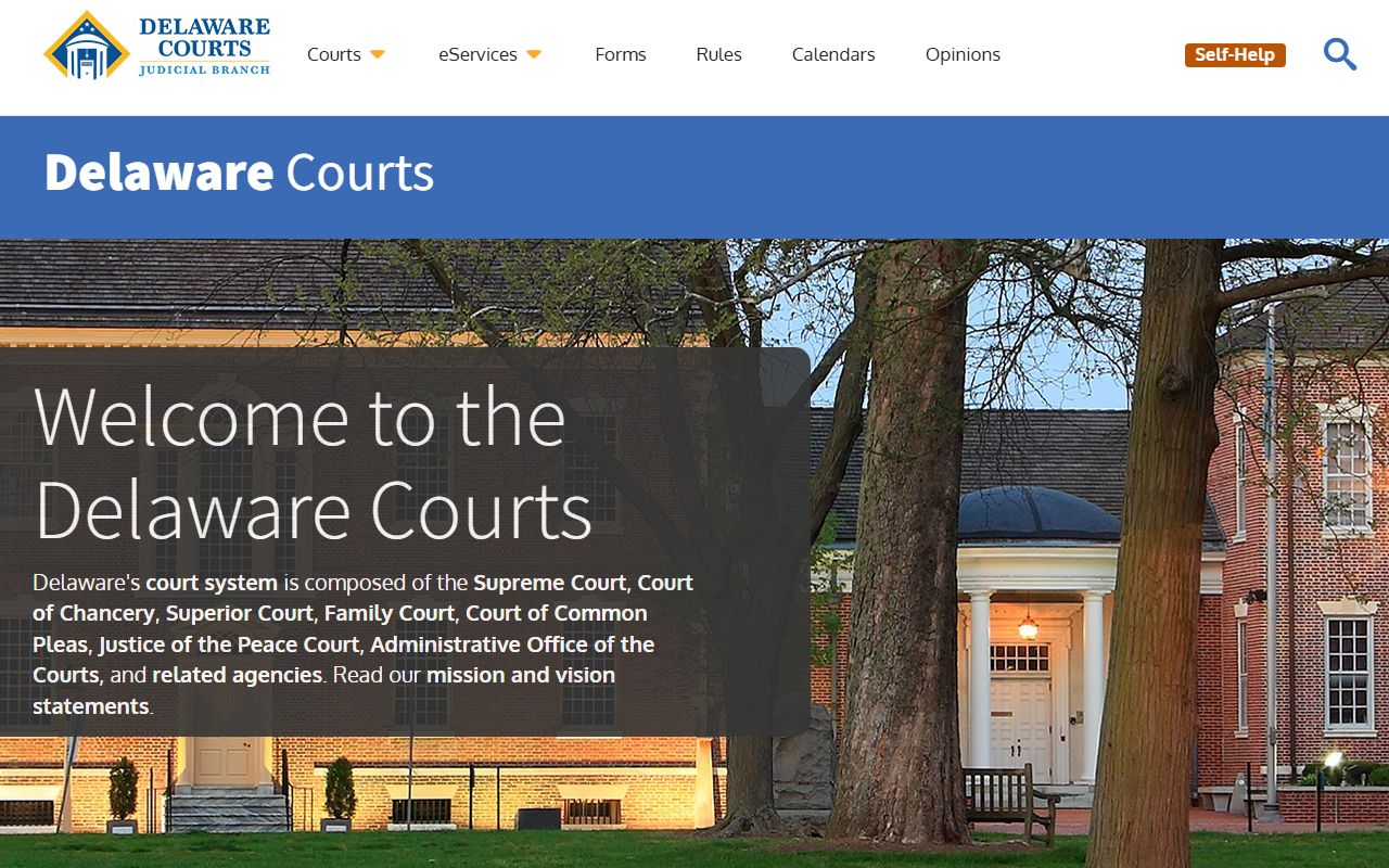 Delaware Courts website - New Castle County inmate population court records