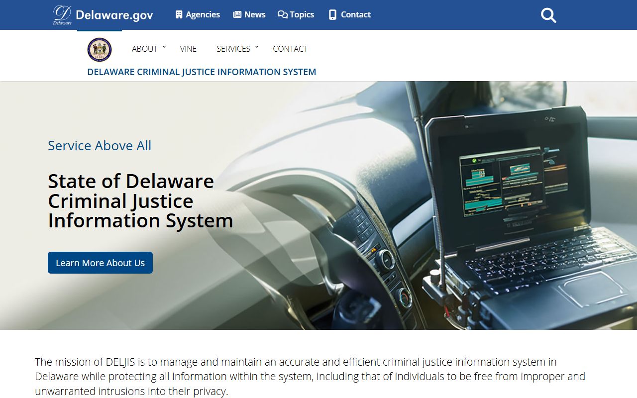 Delaware DELJIS criminal justice information system - wanted persons and Delaware inmate population data