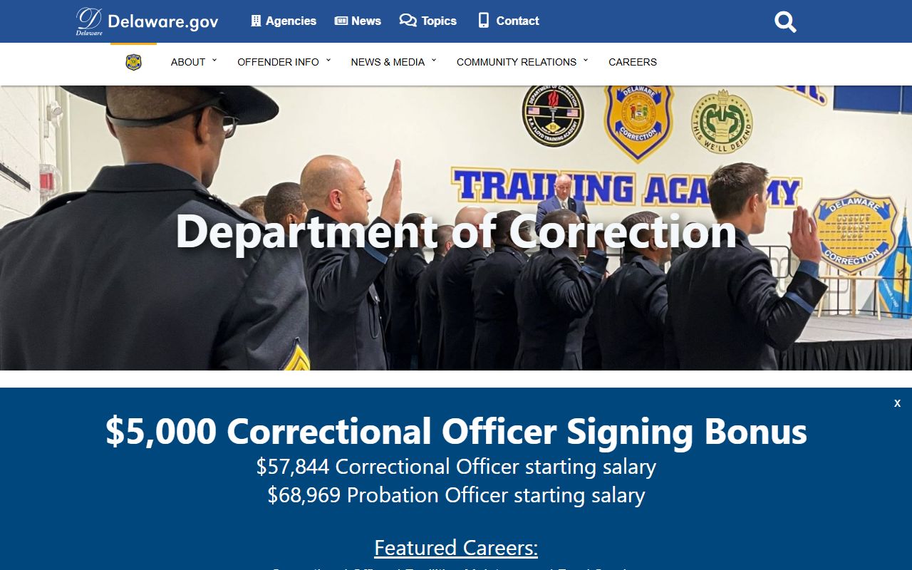Delaware Department of Correction official website - Delaware inmate population portal